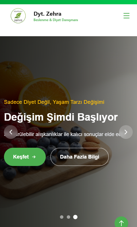 Diyetisyen Web Sitesi - Mobile